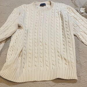 Lands' End Cream Cable Knit Sweater